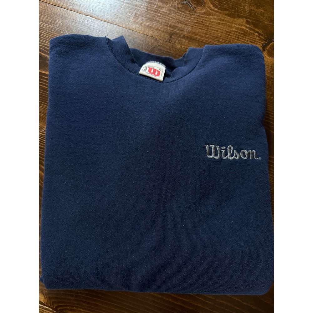 Vintage Wilson Crewneck Sweatshirt XL Navy Blue Embroidered Made in USA 90s